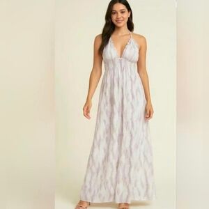 Lush White and Purple Maxi Dress